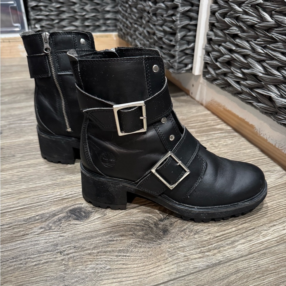 Timberland Black Leather Biker Boots